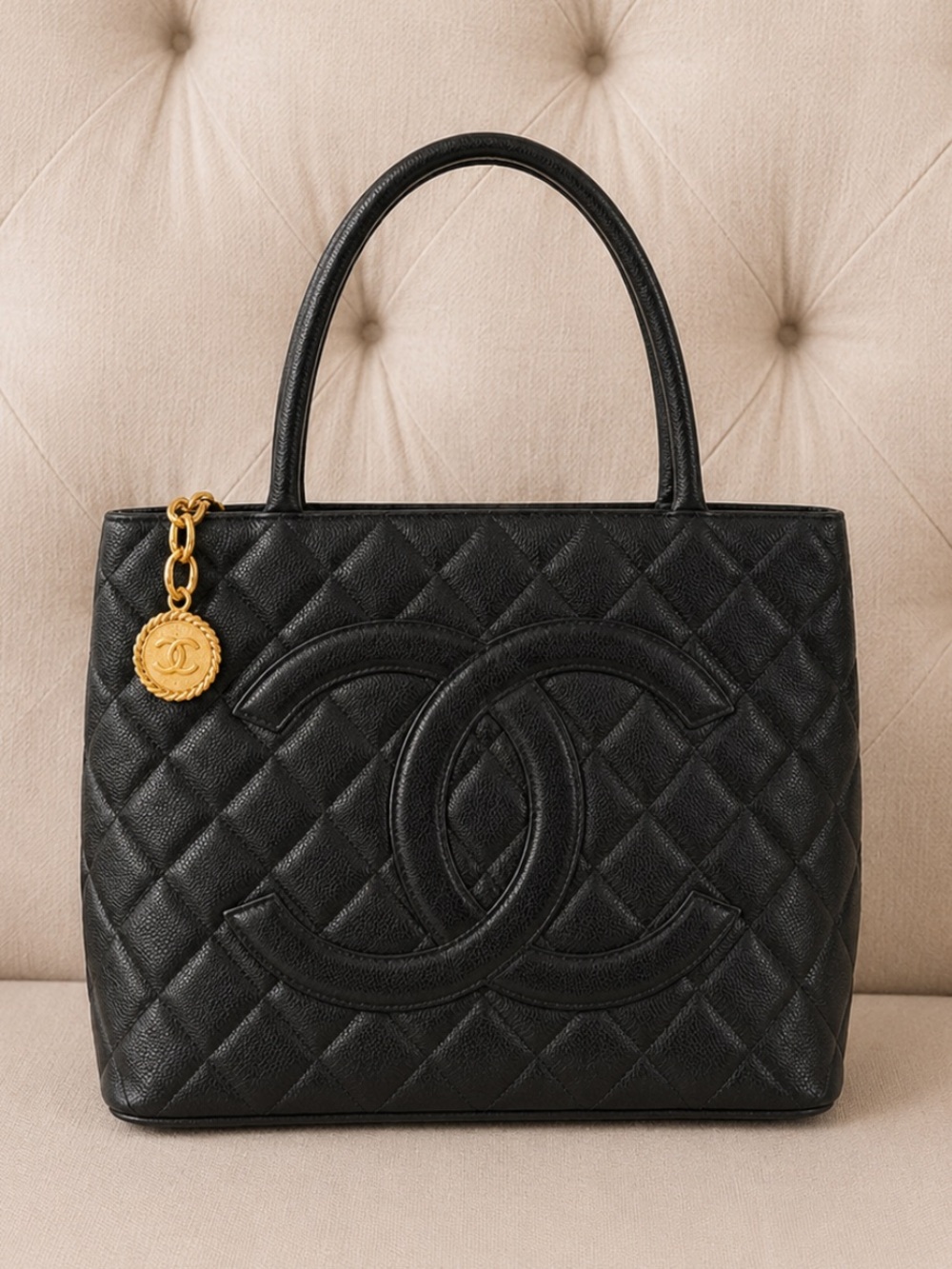 Chanel Classic Medallion Caviar 24K Gold Plated Hardware Tote